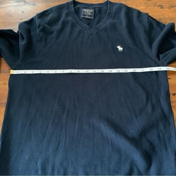 Abercrombie & Fitch Black Pima Cotton V Neck Sweater Sz L - Picture 5 of 6